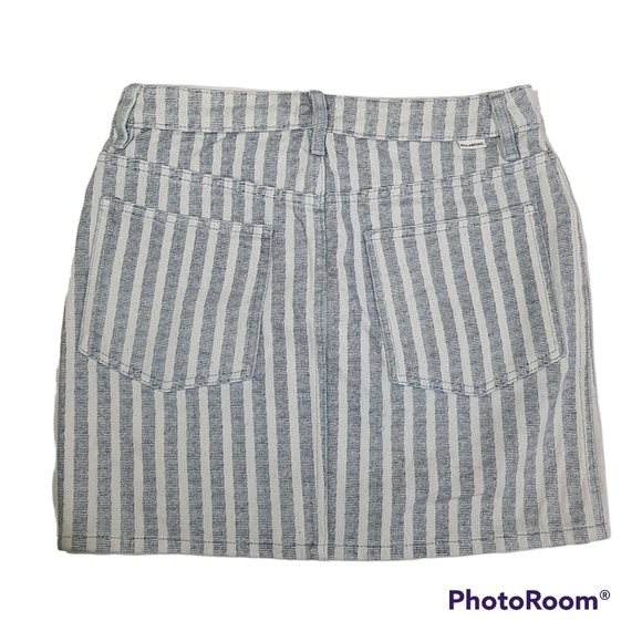 Billabong Striped Denim Mini Skirt w/ Pockets & Button Fly - Picture 2 of 9